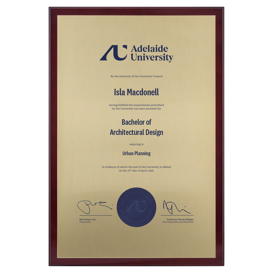 Large Certificate Plaque (A3) - Adelaide University