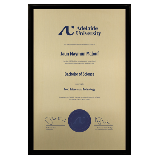Large Certificate Plaque (Acrylic Backing) - Adelaide University