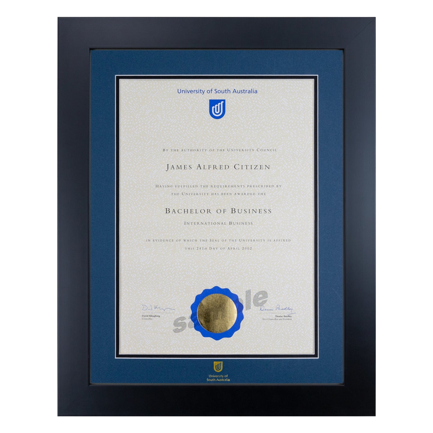 Prestige Black Single Certificate Frame - University of South Australia