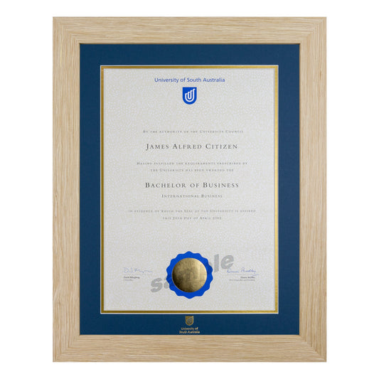 University of South Australia Single Certificate Frame - Natural
