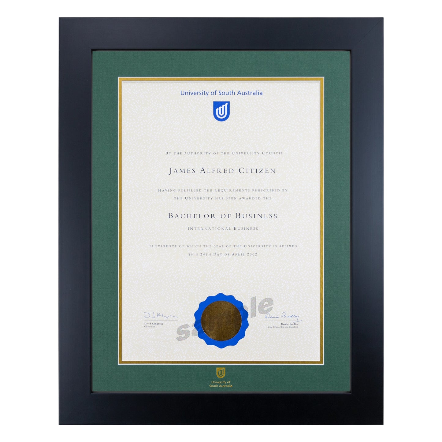 University of South Australia Single Certificate Frame - Premium Black