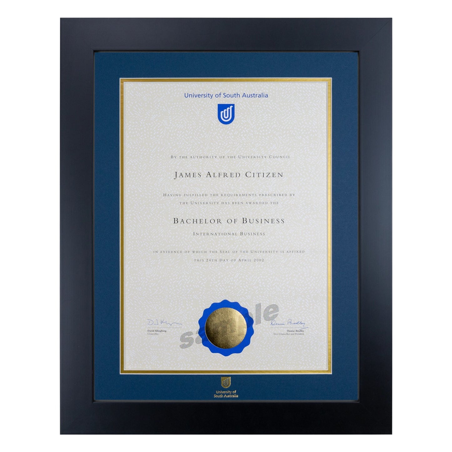 University of South Australia Single Certificate Frame - Premium Black