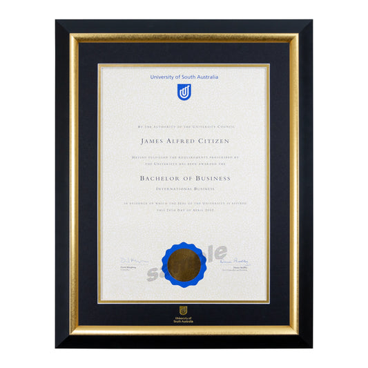 Premium Gold Single Certificate Frame - University of South Australia
