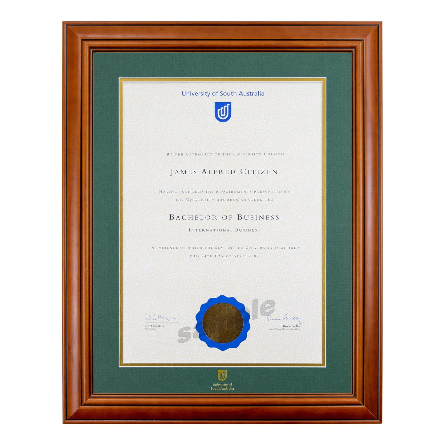 University of South Australia Single Certificate Frame - Traditional Timber