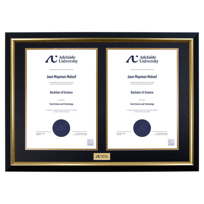 Premium Gold Twin Certificate Frame - Adelaide University