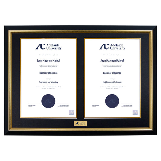 Premium Gold Twin Certificate Frame - Adelaide University
