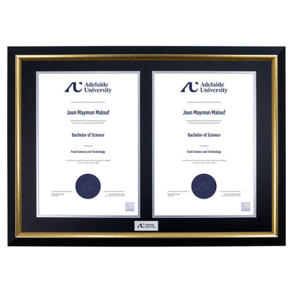 Premium Gold Twin Certificate Frame - Adelaide University