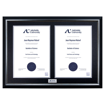 Premium Silver Twin Certificate Frame - Adelaide University