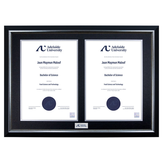 Premium Silver Twin Certificate Frame - Adelaide University