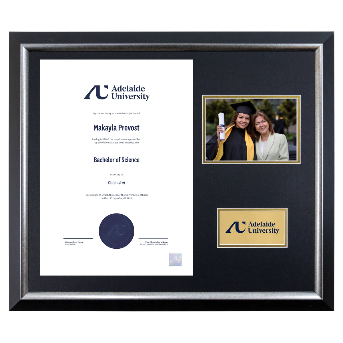 Premium Silver Photo Certificate Frame - Adelaide University