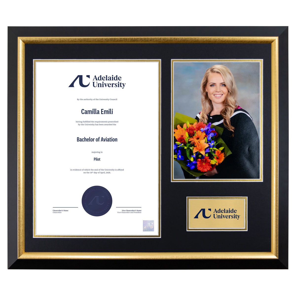 Premium Gold Photo Certificate Frame - Adelaide University