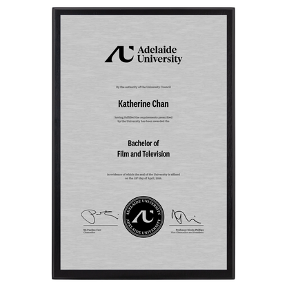 Large Certificate Plaque (A3) - Adelaide University
