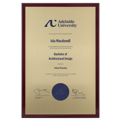 Large Certificate Plaque (A3) - Adelaide University