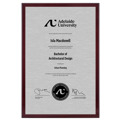 Large Certificate Plaque (A3) - Adelaide University