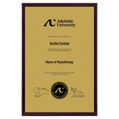 Large Certificate Plaque (A3) - Adelaide University