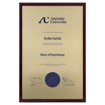 Large Certificate Plaque (A3) - Adelaide University