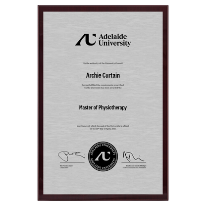 Large Certificate Plaque (A3) - Adelaide University