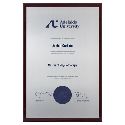 Large Certificate Plaque (A3) - Adelaide University