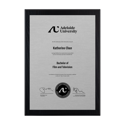 Medium Certificate Plaque (Timber Backing) - Adelaide University