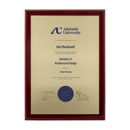 Medium Certificate Plaque (Timber Backing) - Adelaide University