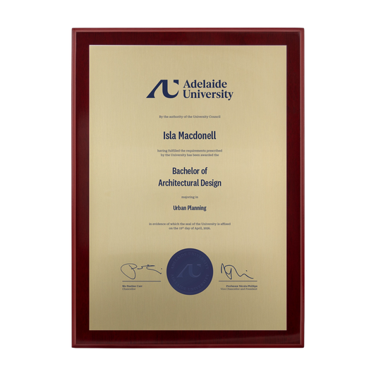 Medium Certificate Plaque  (A4) - Adelaide University