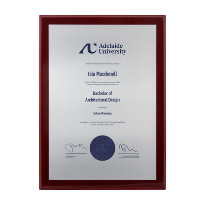 Medium Certificate Plaque (Timber Backing) - Adelaide University