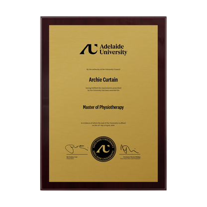 Medium Certificate Plaque (Timber Backing) - Adelaide University