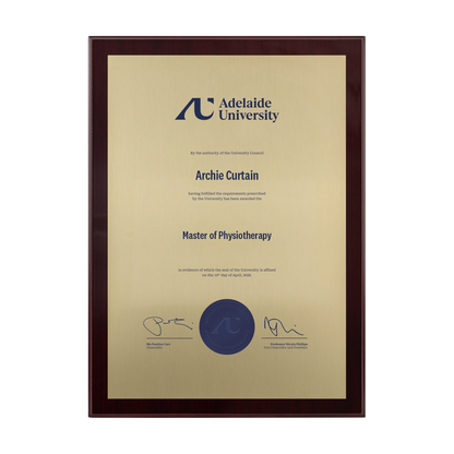 Medium Certificate Plaque (Timber Backing) - Adelaide University