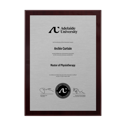 Medium Certificate Plaque (Timber Backing) - Adelaide University
