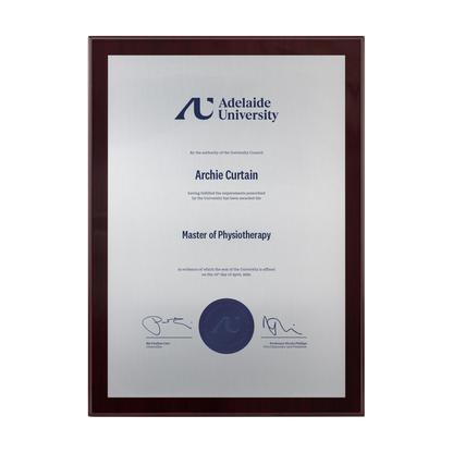 Medium Certificate Plaque (Timber Backing) - Adelaide University