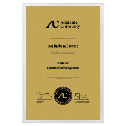 Large Certificate Plaque (A3) - Adelaide University