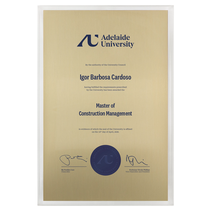 Large Certificate Plaque (A3) - Adelaide University