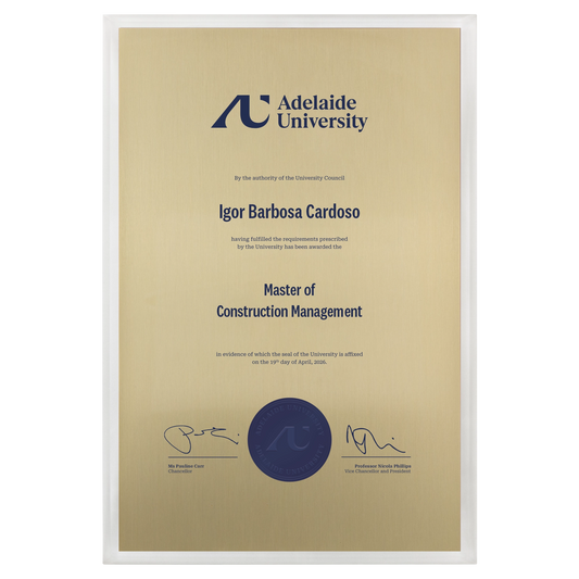 Large Certificate Plaque (Acrylic Backing) - Adelaide University