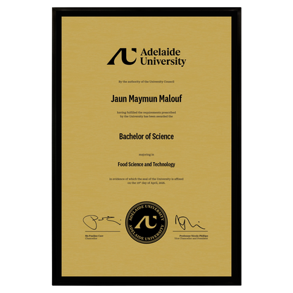 Large Certificate Plaque (A3) - Adelaide University