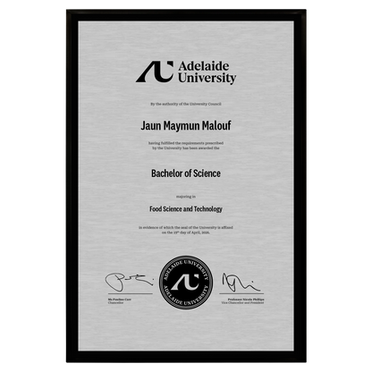 Large Certificate Plaque (A3) - Adelaide University