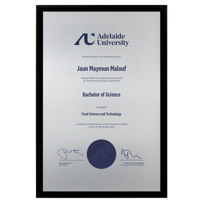 Large Certificate Plaque (A3) - Adelaide University