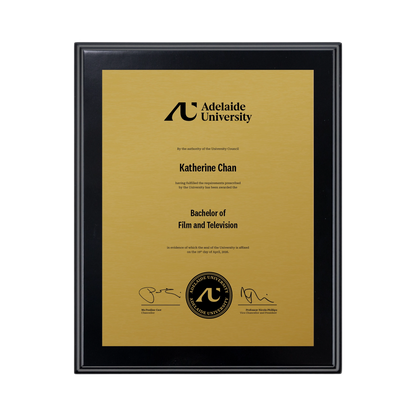 Small Desktop Certificate Plaque (Timber Backing) - Adelaide University