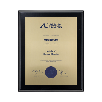 Small Desktop Certificate Plaque (Timber Backing) - Adelaide University