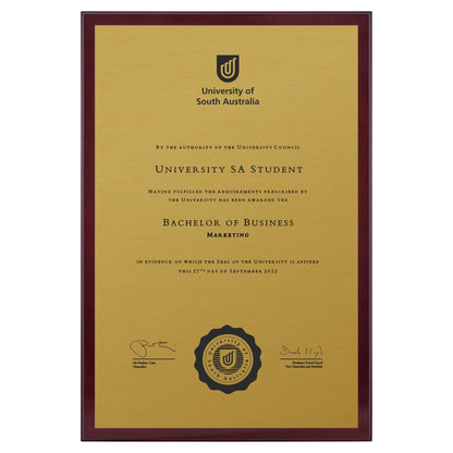 University of South Australia Certificate Plaque - Large