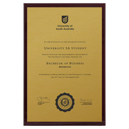 University of South Australia Certificate Plaque - Large