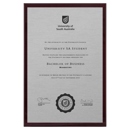 University of South Australia Certificate Plaque - Large