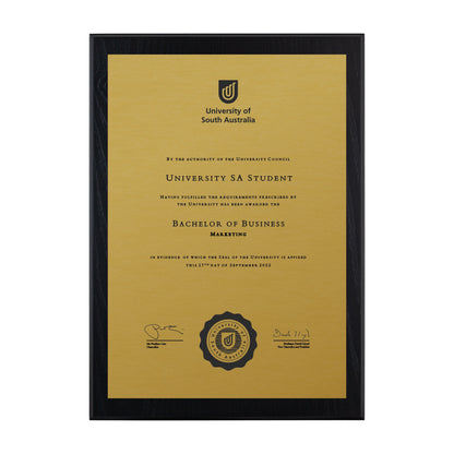 University of South Australia Certificate Plaque - Medium