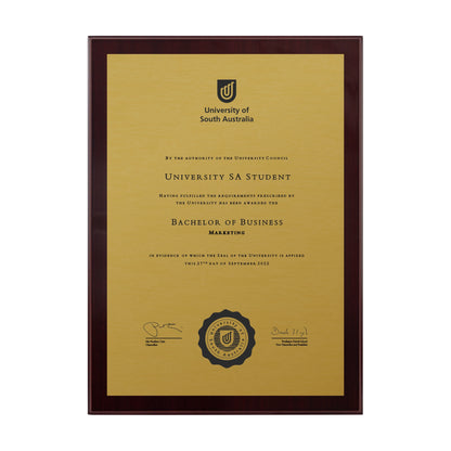 University of South Australia Certificate Plaque - Medium