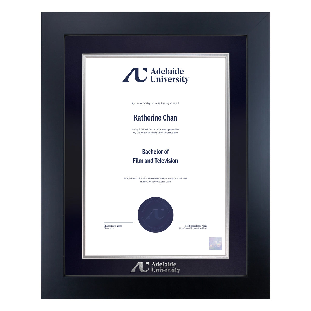 Prestige Black Single Certificate Frame - Adelaide University