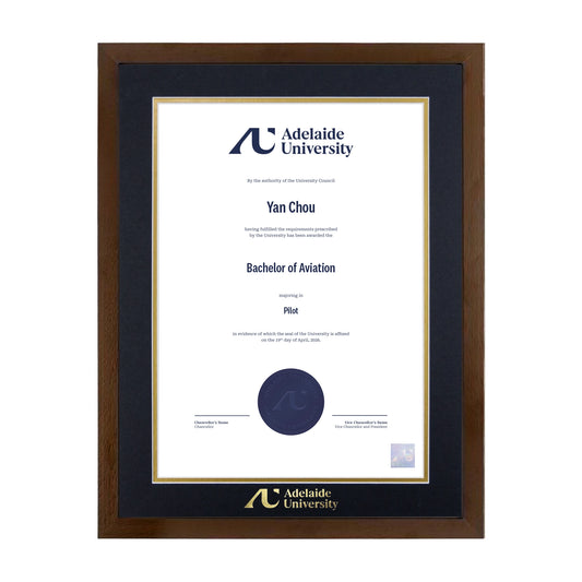 Chocolate Single Certificate Frame - Adelaide University