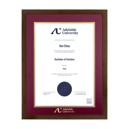 Chocolate Single Certificate Frame - Adelaide University