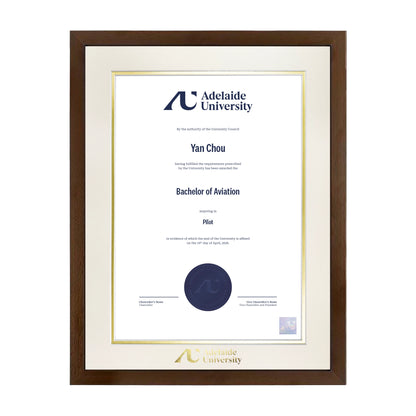 Chocolate Single Certificate Frame - Adelaide University