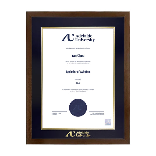 Chocolate Single Certificate Frame - Adelaide University