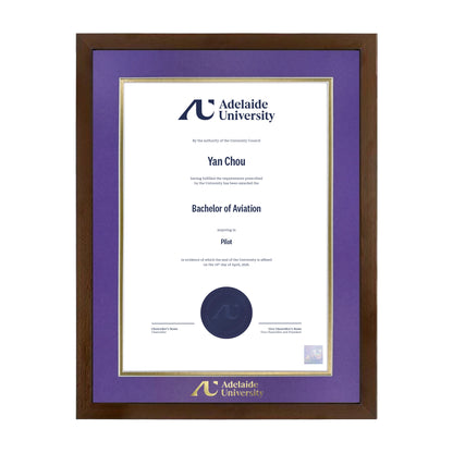Chocolate Single Certificate Frame - Adelaide University