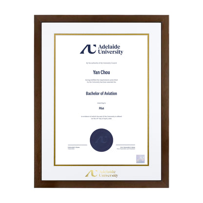 Chocolate Single Certificate Frame - Adelaide University